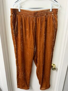 Madewell Velvet Elastic Waist Pants in Burnt Orange
